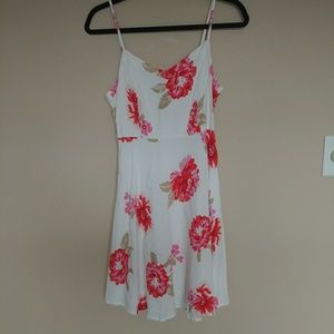 Old Navy White Floral Print Spaghetti Strap Dress